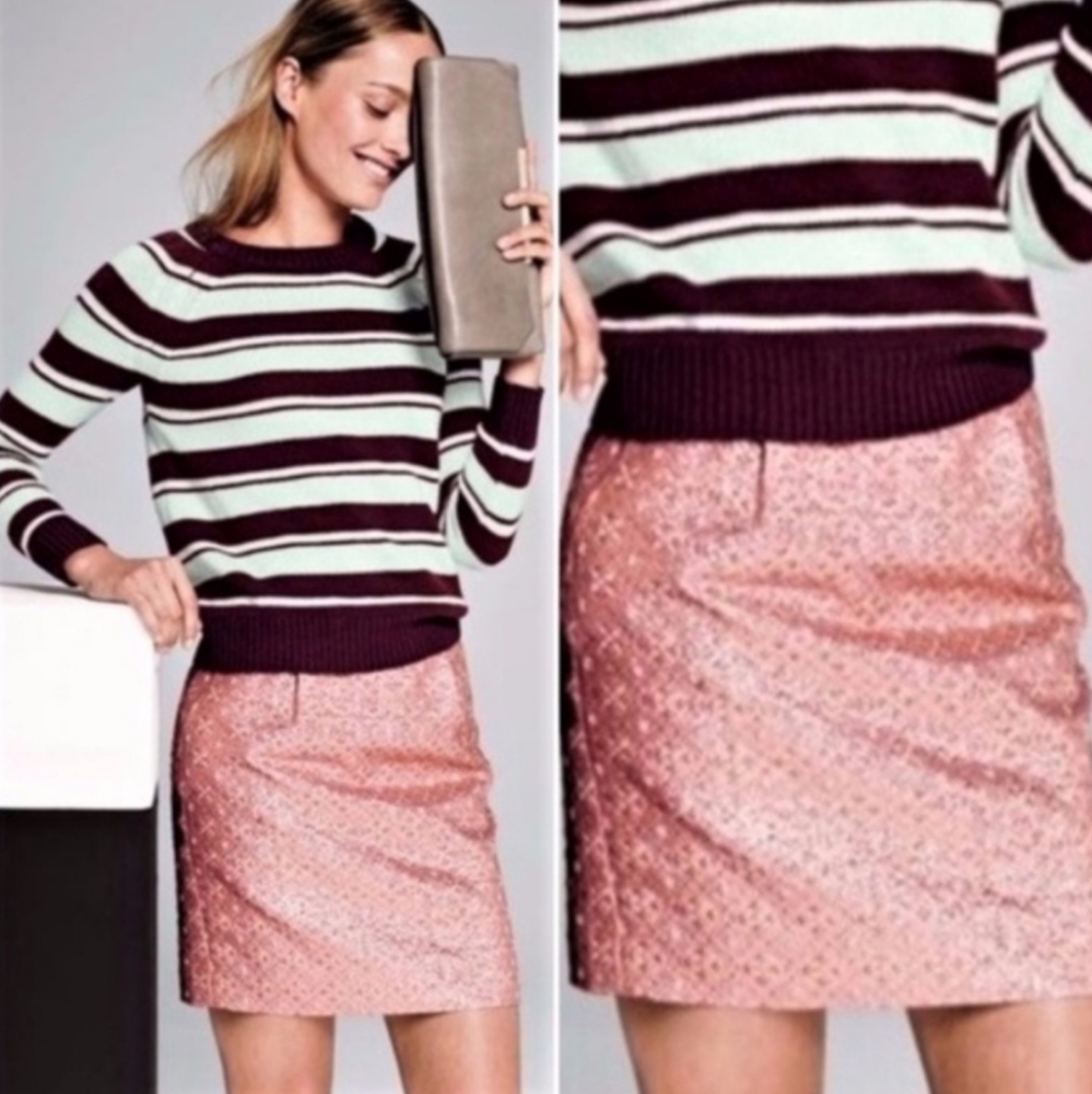 J. Crew Collection Pink Shimmer Silk Brocade Skirt